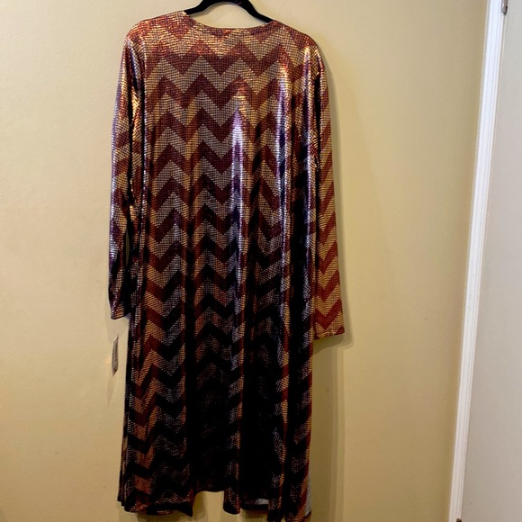 Women’s  Lularoe mid-calf length Metallic Sarah Cardigan w pockets sz XL NWT - Picture 2 of 7